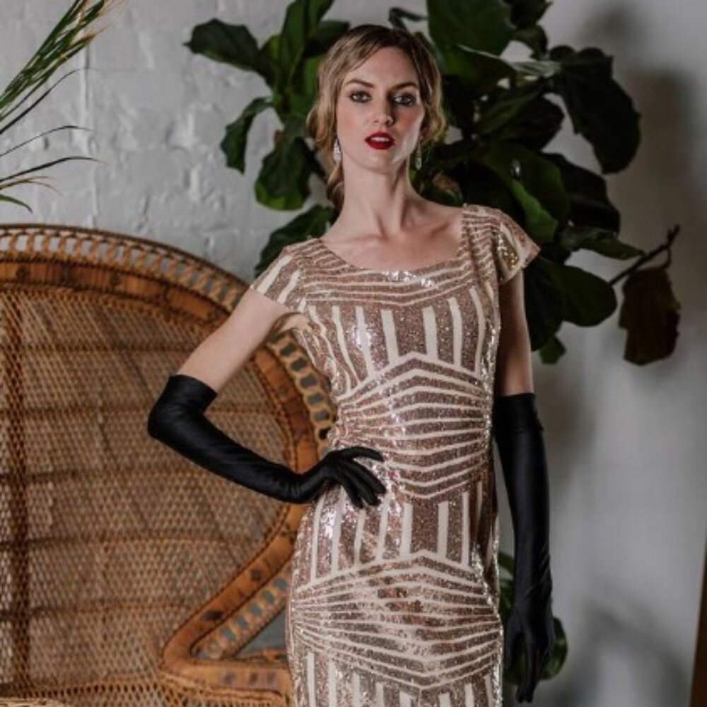 1920's Pink Sequin Fringed Dress
